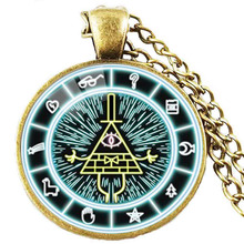 Drama Cartoon Cute Light Blue Mysteries BILL CIPHER WHEEL Steampunk Pendant Necklace Fashion Jewelry 2024 - buy cheap