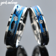 Gokadima синие кольца для пар Свадебные обручальные корейские ювелирные изделия, его и ее обещание кольцо из нержавеющей стали, 1 штука цена 2024 - купить недорого