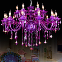 High Quality Purple K9 Crystal Chandelier Lustre Crystal Chandeliers Light Lustres De Cristal Chandelier LED  Villa Purple Lamp 2024 - buy cheap