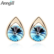 Anngill gota de água design brincos de qualidade superior cristais de swarovski brinco para mulher boucle doreoreille pendientes mujer 2024 - compre barato