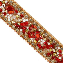 10yards Red Gold Hot fix Rhinestones Trim Chain Crystal Iron on Applique Trimming Stickers for Collars Shoes Edging 2024 - buy cheap