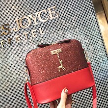 Fashion Women Messenger Bag PU Leather Zipper Handbag Sequins Deer Decor Casual Shoulder Crossbody Bags BS88 2024 - buy cheap