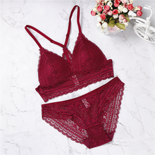 Conjunto de lencería de encaje de copa fina, sujetador de realce, bragas transparentes, bralette sexy, ropa interior de talla grande para mujer, 2018 2024 - compra barato