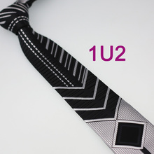 YIBEI Coachella Ties Black Silver Striped Geometric Plaid Skinny Neck Tie Jacquard Woven Neckties Narrow 6cm Microfiber Tie 2024 - buy cheap