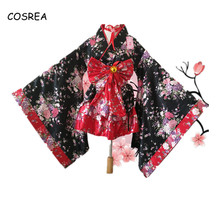 Disfraz corto de anime para mujer, kimono japonés de lolita, rojo, sexy, gótico, para halloween, vestido de talla grande 2024 - compra barato