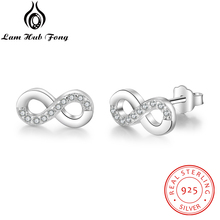 Classic 8-Shape Infinity Love Zircon Stud Earrings for Women Genuine 925 Sterling Silver Stud Earrings Wedding Jewelry Gift 2024 - buy cheap