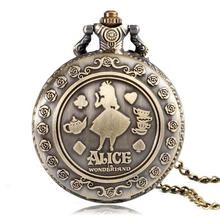 2018 Fashion Lovely Alice in Wonderland Design Round Quartz Pocket Watch With Necklace Chain For Girl Ladies Gift 2024 - buy cheap