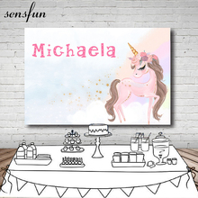 Sensfun Pink Unicorn Party Photography Backdrop Children Newborn Baby Shower Birthday Party Backgrounds For Photo Studio Vinyl 2024 - buy cheap