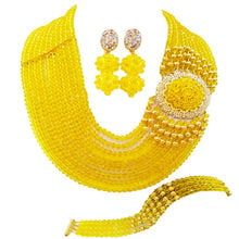 Best selling ! New Yellow Crystal Costume Nigerian African Wedding Beads Jewelry Necklaces Set NC1265 2024 - buy cheap