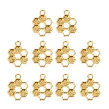 10Pcs Gold Honeycomb Pendant Blank Resin Frame Open Bezel Setting Jewelry Making 2024 - buy cheap