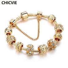 CHICVIE-Pulseras personalizadas para mujer, brazaletes hechos a mano con abalorios europeos y americanos, de cristal dorado, joyería, SBR160241 2024 - compra barato
