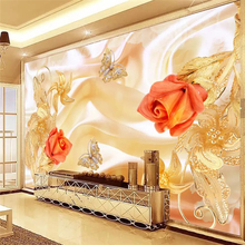 Обои beibehang на заказ для гостиной, спальни, фрески, модная атмосфера, роза, бабочка, украшения для фона телевизора 2024 - купить недорого
