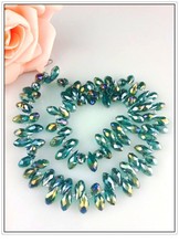 Cuentas de cristal facetadas en forma de lágrima para fabricación de joyas, collar, pulsera artesanal, bricolaje, 6x12mm, verde AB, 100 Uds. 2024 - compra barato