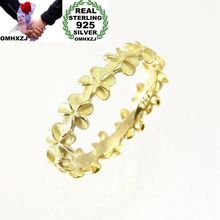 OMHXZJ Wholesale European Fashion Woman Girl Party Wedding Gift Flower 925 Sterling Silver 18KT Yellow Gold Rose Gold Ring RR435 2024 - buy cheap