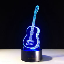 Livre o Navio 3D Ilusão Visual Noite Lâmpada Modelo de Guitarra Ukulele luz LED de 7 Cores em Um Quarto Night Light Música Em Casa decoração 2024 - compre barato