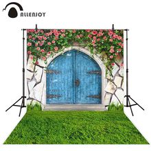 Allenjoy фоны для фотосъемки весенний винтажный каменный дом синяя дверь цветы Луг фон для фотосъемки Фотостудия 2024 - купить недорого