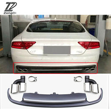 ZD 1 комплект для Audi A7 Standard Hatchback 2012 2013 2014 2015 автомобильные наконечники выхлопной трубы с задним бампером диффузор спойлер аксессуары 2024 - купить недорого