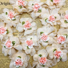 GXINUG-Cinta de encaje bordada con flores rosas, cinta de tela hecha a mano, artesanía de costura para apliques, accesorios de vestido, 1 yarda 2024 - compra barato
