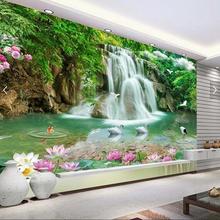 Papel de parede chinês com cascata e peixe, mural de pássaro para quarto, moderno, decoração 3d 2024 - compre barato