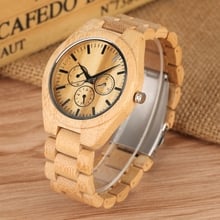 Couple Watches Wooden Watch There Circle Dial Display Full Bamboo Wood Bracelet Quartz Wristwatch for Man Women Relojes Hombre 2024 - buy cheap