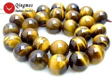 Qingmos 14mm Round Brown Natural Stone Tiger's-eye Loose Beads for Jewelry Making Necklace Bracelet Earring DIY 15" los133 2024 - buy cheap