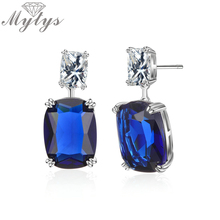 Mytys Королевский синий циркон серьги высокого качества ювелирные изделия для женщин AAA Кристалл Висячие Pendientes CE600 2024 - купить недорого