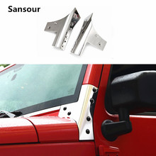 Sansour Chrome Stainless Steel Hood Cornerite Cover for Jeep Wrangler 2007-2016 2024 - buy cheap