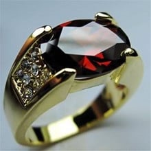 Ywospx anel luxuoso aaa com zircão vermelho, anel dourado para mulheres, joias para mulheres, anel de cristal de casamento, declaração de noivado, presentes 2024 - compre barato