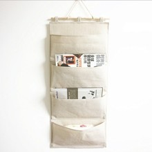 4 Pockets Linen Cotton Organizer bag For Cosmetics Wall Door Closet Hanging Storage Bag Case Storage Containers Fabric bags 2024 - buy cheap