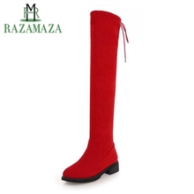 ZALAVOR/Винтажные женские сапоги на высоком каблуке однотонная теплая обувь на толстом меху с бантом женские зимние сапоги выше колена пикантные размеры 34-43 2024 - купить недорого