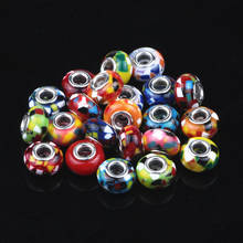 14MM Mixed Color Silver Plated Cord Big Hole Loose Beads Charms Fit European Charms Jewelry Bracelet Findings 100pcs/lot 2024 - buy cheap