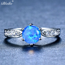 Blaike серебряные кольца для женщин, большое круглое кольцо с голубым огненным опалом, модные аксессуары для подарка девушке 2024 - купить недорого