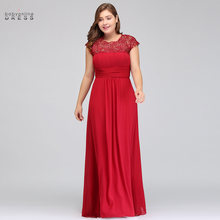 Luxury Red Long Lace Plus Size Evening Dress with Crystal Sexy Backless Cut-out Evening Gowns Vestido de Festa 2024 - buy cheap