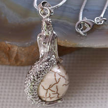 Stone White howlite Bead Mermaid Pendant Necklace With Chain 17" E861 2024 - buy cheap