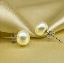 3 color HOT 8-9mm Big Size Real Freshwater Pearl Earrings, Cheap Stud Jewelry Graceful Jewellery 2024 - buy cheap