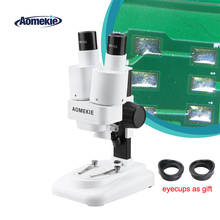 Aomekie microscópio estéreo 20x, binocular com led para pcb ferramenta de solda, de reparo de telefone móvel, slides de material mineral assistir 2024 - compre barato