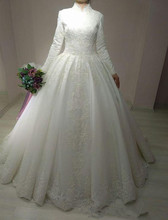 Robe De Mariage Arabic Bridal Gown Islamic Long Sleeve Arab Ball Gown Lace Muslim Wedding Dress 2022 2024 - buy cheap