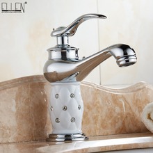 Grifos de lavabo cromados para baño, grifería de fregadero montada en cubierta, mezclador de agua fría y caliente de un solo orificio, cuerpo de cristal ELCTOO2 2024 - compra barato