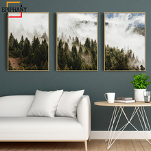 Forest Wall Art Print Fog Pine Tree Landscape Cloud Canvas Painting Modern Home Decor Scandinavian Wall Pictures for Living Room 2024 - compre barato