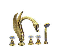 Free shipping 5pcs gold pvd finish brass  swan bathtub and shower faucet 2024 - купить недорого