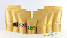 Bolsas de papel kraft con cierre de cremallera para alimentos, bolsas de embalaje resellables de café, té, nueces, 14x22 + 4cm, 500 Uds. 2024 - compra barato