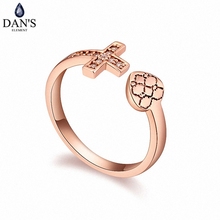 DAN'S Element marca Real AAA Zirconia Micro incrustaciones Corazón de moda y anillo de Cruz para las mujeres regalo de San Valentín 108717 rosa 2024 - compra barato