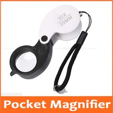30X 25mm Foldable Illuminated Pocket Magnifier Jewelry Gem Identifying Type Inspecting Magnifying Glass Loupe with LED Lights 2024 - buy cheap