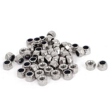 M3 x 0.5mm 304 Stainless Steel Nylock Nylon Insert Hex Lock Nuts 50pcs 2024 - buy cheap