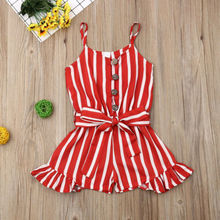 Fashion Toddler Kid Baby Girl Clothes Strap Striped Romper Summer Chiffon Outfit Overalls 2024 - compre barato