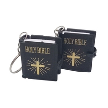 Cute Mini English HOLY BIBLE Keychains Religious Christian Jesus Cross Keyrings 2024 - buy cheap