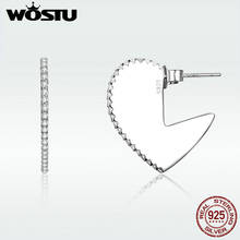 WOSTU Authentic 925 Sterling Silver Inner Heart Lover Stud Earrings For Women With Clear CZ Jewelry Valentine's Day Gift DXE512 2024 - buy cheap