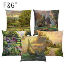 Beautiful Fairy Tale Cushion Cover Landscape Oil Painting Office Waist Pillow Home Decoration Car Sofa Throw Pillow Cover 2024 - buy cheap