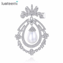 LUOTEEMI Brooch Copper AAA CZ 2018 Hot Sale Brand New Classic Popular High Quality Imitation Pearl For Women Girl Party Jewelry 2024 - buy cheap