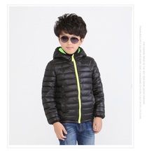 2018 Black Children Outerwear Boys Down Jackets Solid Hooded Winter Coat Kids Parkas Cotton-padded jacket 5 6 7 8 Years 2024 - buy cheap